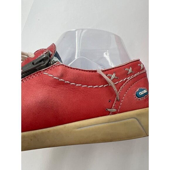 CLOUD Footwear Aika Sneakers leather Lace Up Side Zip Red Comfort Size 38 US 7.5 - Picture 4 of 6